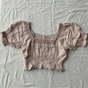 Pink Puff Sleeve Crop Top